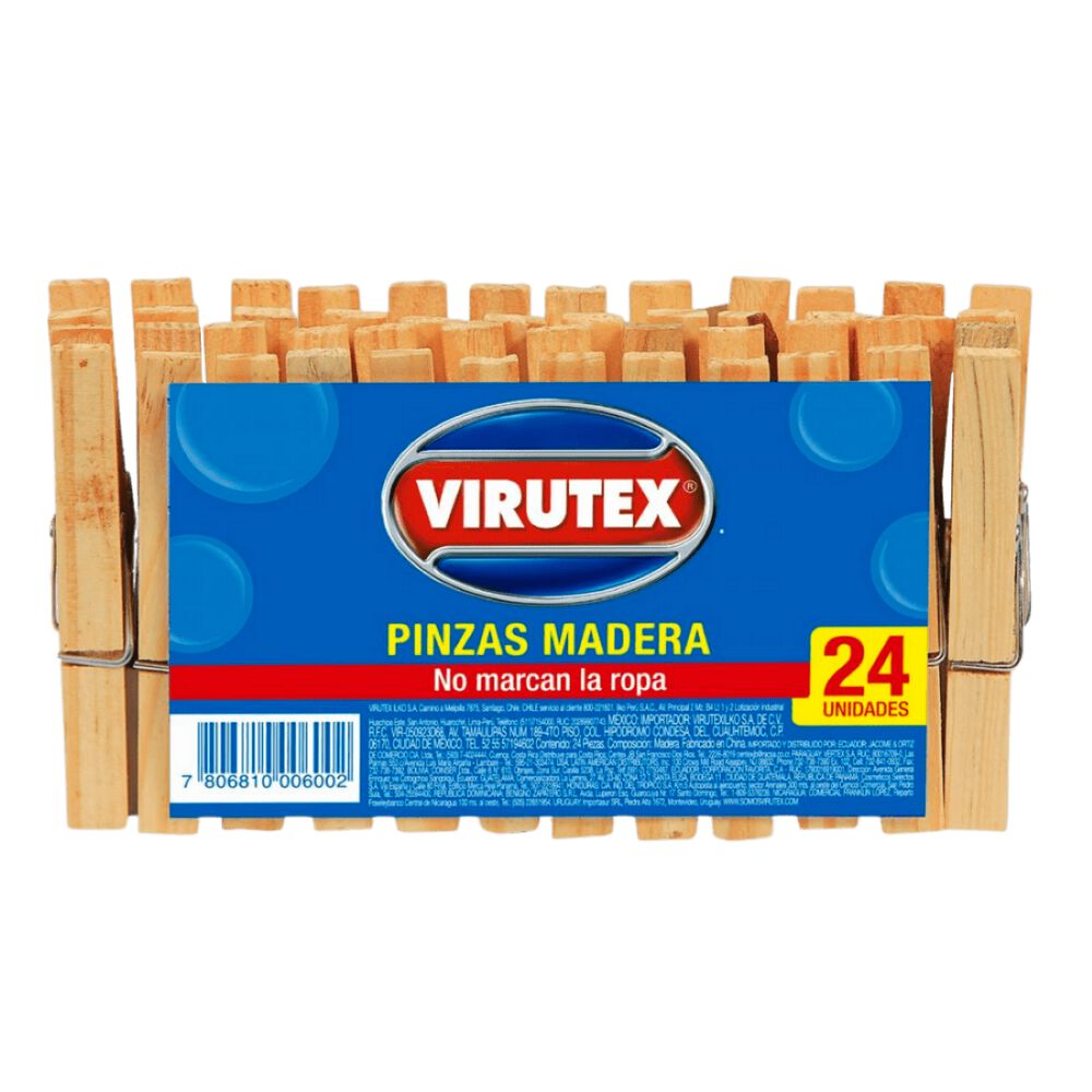 Pinzas Para Ropa De Madera 24un Virutex image number 0.0